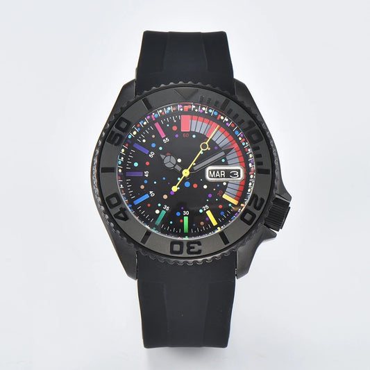 Multicolor Galaxy Dial Sport Watch – Black Rubber Strap